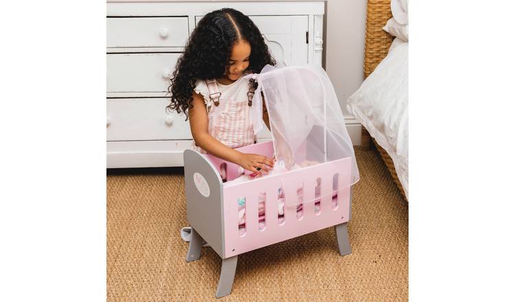 dolls wooden cot with door