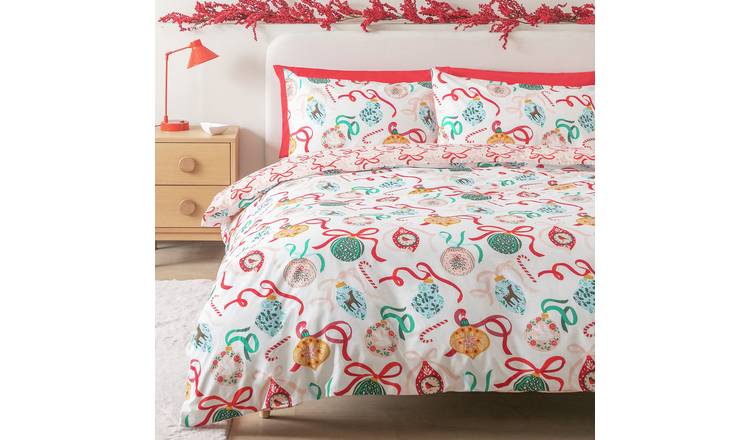Argos Home Baubles and Bows Bedding Set - King size