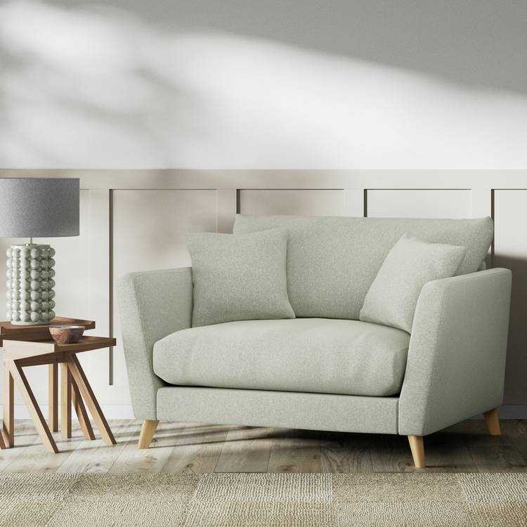 Habitat Lomond Fabric Cuddle Chair - Sage Green - Ash Leg 0