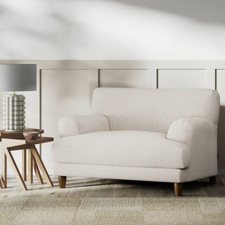 Habitat Askem Fabric Cuddle Chair - Natural - Dark Leg 0