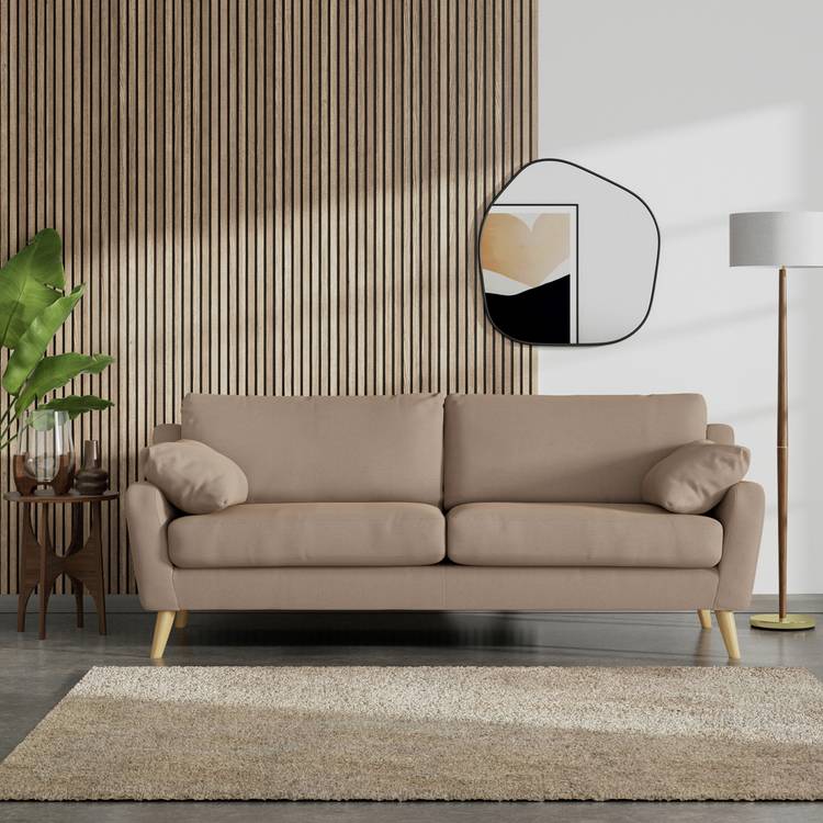 Habitat Ivor Fabric 4 Seater Sofa - Biscuit - Ash Leg 0