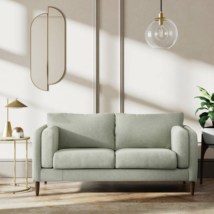 Habitat Newington Fabric 2 Seater Sofa -Sage Green -Dark Leg 0
