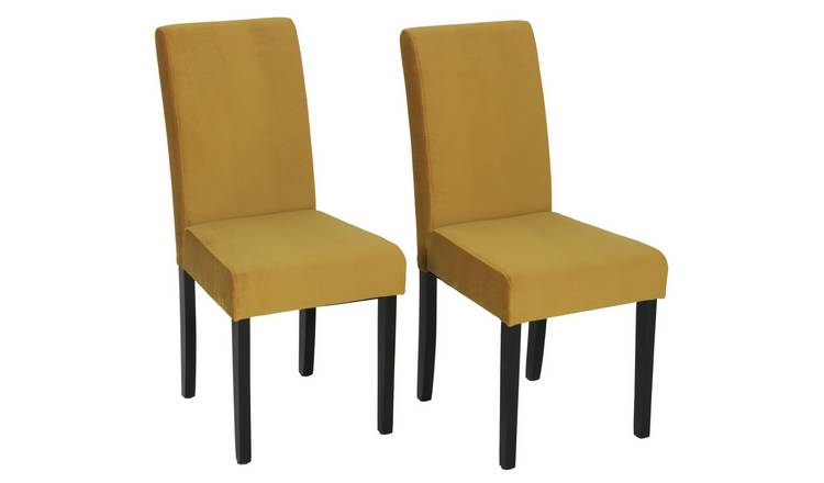 Buy Argos Home Pair of Midback Velvet Dining Chairs - Mustard | Dining