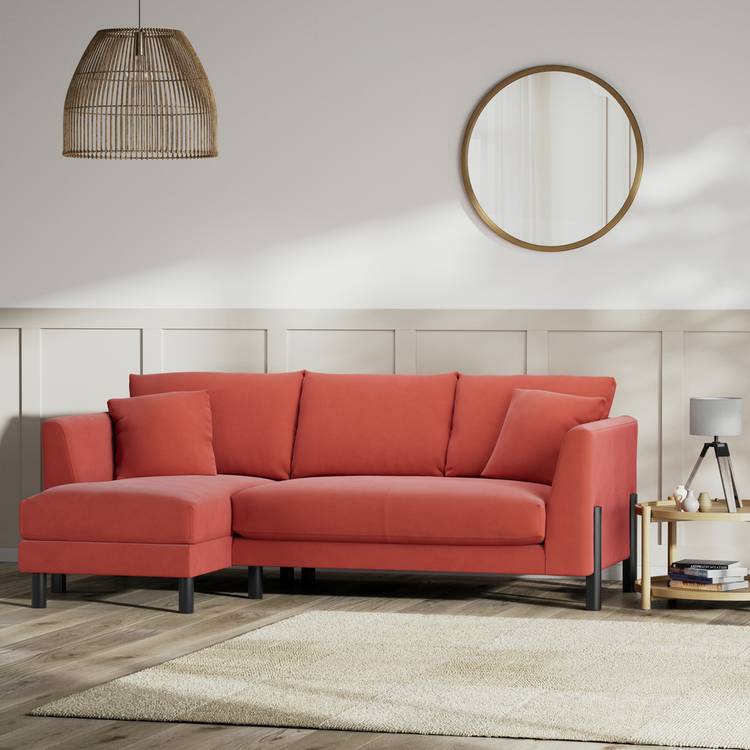Habitat Aston Left Hand Corner Sofa - Papaya - Black Leg 0