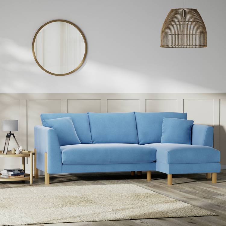 Habitat Aston Right Hand Corner Sofa - Sky Blue - Ash Leg 0