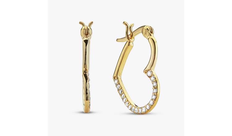 Revere Gold Plated Silver Open Heart Creole Hoop Earrings