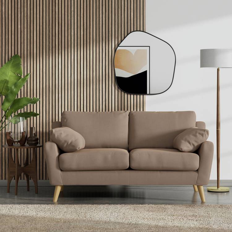 Habitat Ivor Fabric 2 Seater Sofa - Biscuit - Ash Leg 0