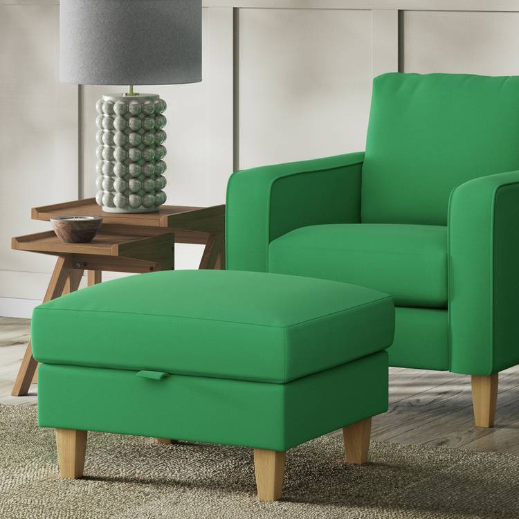 Habitat Felin Fabric Storage Footstool - Emerald Green 0