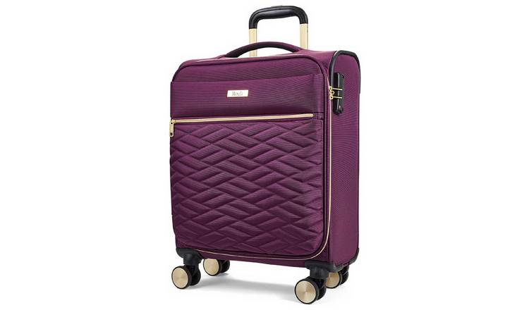 Rock Expandable 8 Wheel Soft Suitcase - Small, Purple
