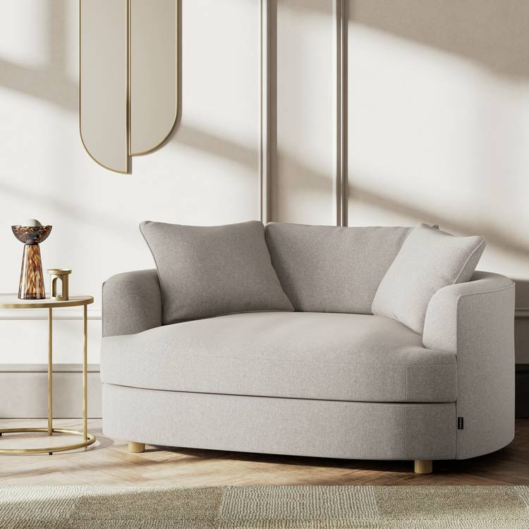Habitat Sacha Fabric Cuddle Chair - Stone - Ash Leg 0