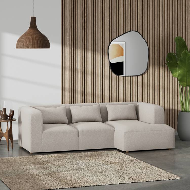 Habitat Lars Right Hand Corner Sofa - Stone - Ash Leg 0