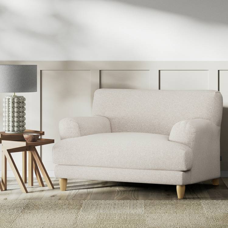 Habitat Askem Fabric Cuddle Chair - Natural - Ash Leg 0