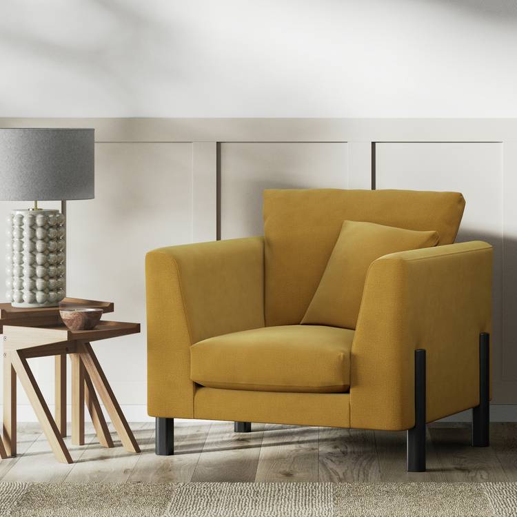 Habitat Aston Fabric Armchair - Gold - Black Leg 0