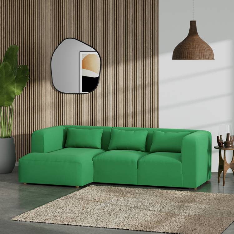 Habitat Lars Left Hand Corner Sofa - Emerald Green - Ash Leg 0