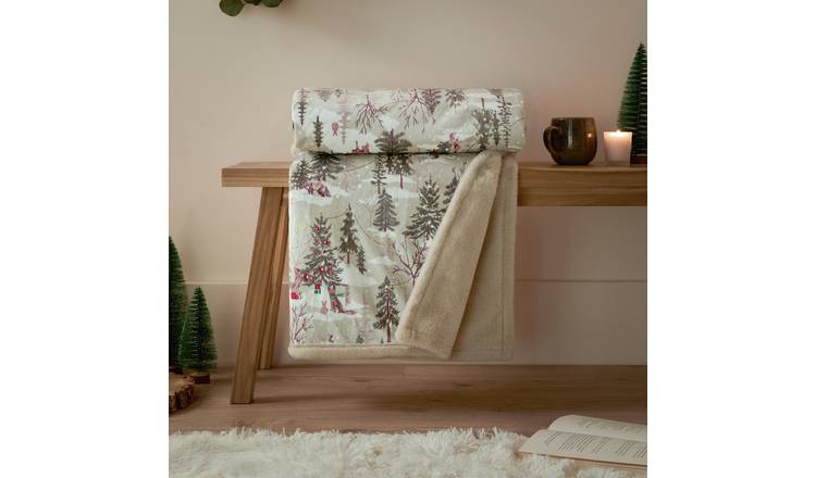 furn Forest Festivities Faux Fur Throw - Natural - 130x180cm