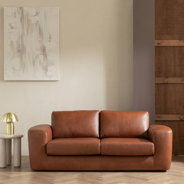 Habitat Harvey Leather 3 Seater Sofa - Brown 0
