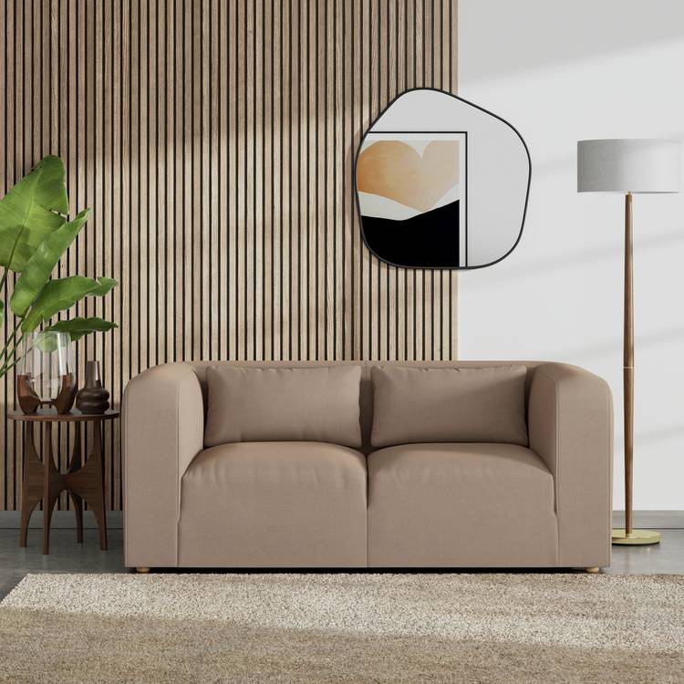 Habitat Lars Fabric 2 Seater Sofa - Biscuit - Ash Leg 0