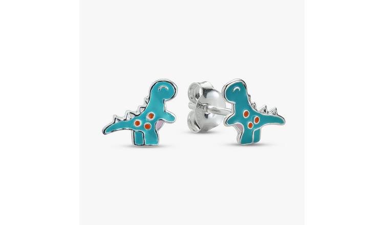 Revere Sterling Silver Enamel Dinosaur Stud Earrings