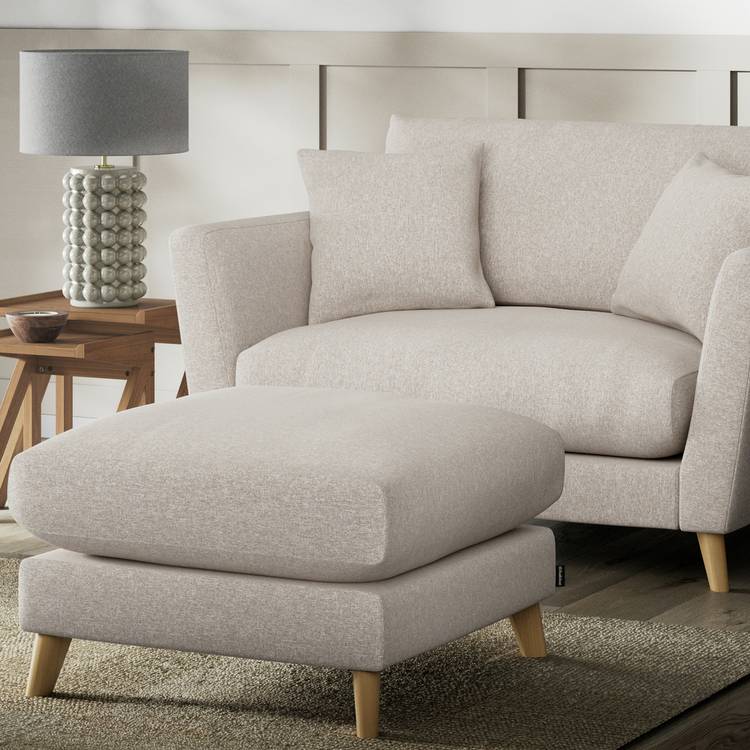 Habitat Lomond Fabric Footstool - Natural - Ash Leg 0