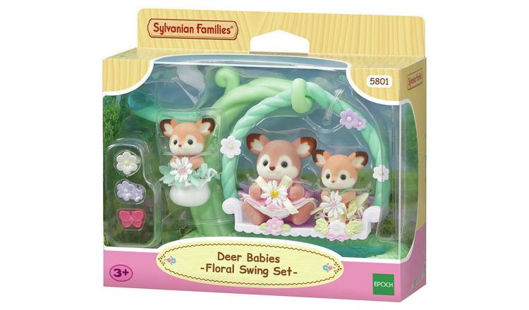 Sylvanian Deer Babies Floral Swing Set