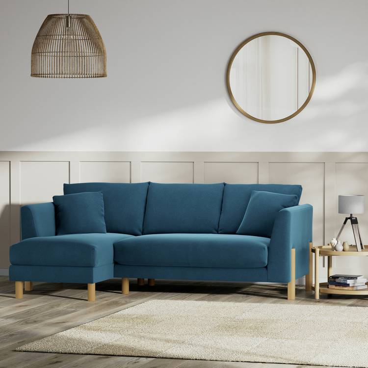 Habitat Aston Left Hand Corner Sofa - Ink Blue - Ash Leg 0