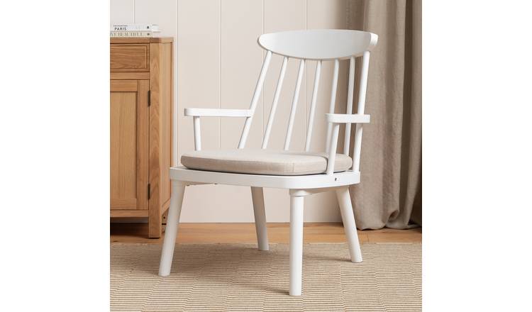 Habitat Lenny Solid Wood Spindle Armchair - White