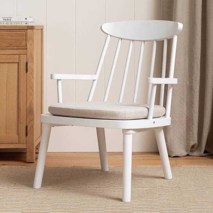 Habitat Lenny Solid Wood Spindle Armchair - White 0