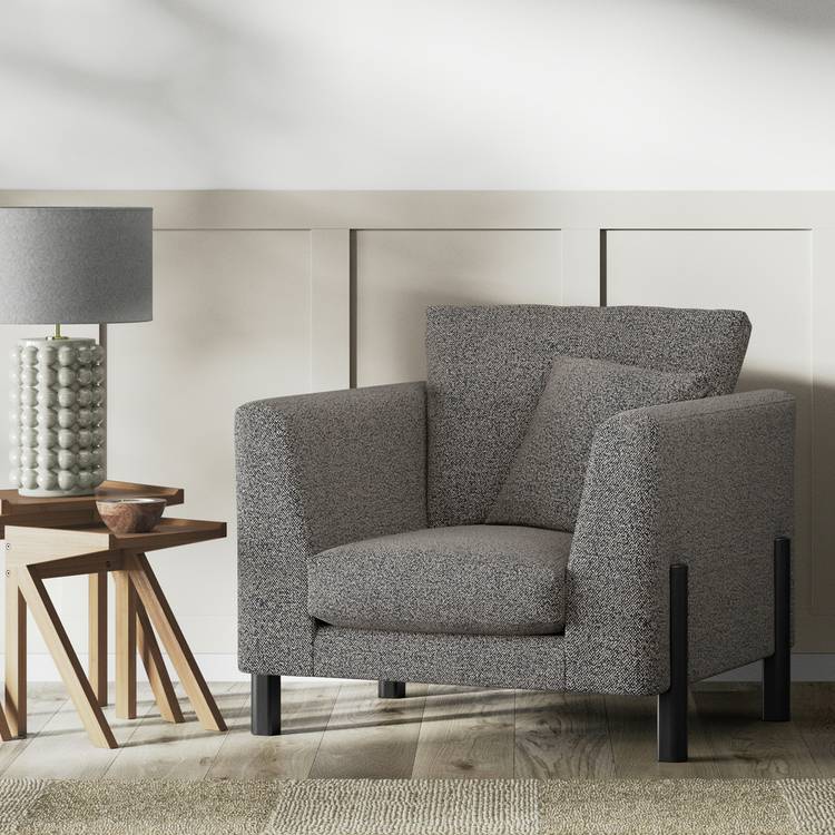 Habitat Aston Fabric Armchair - Charcoal - Black Leg 0
