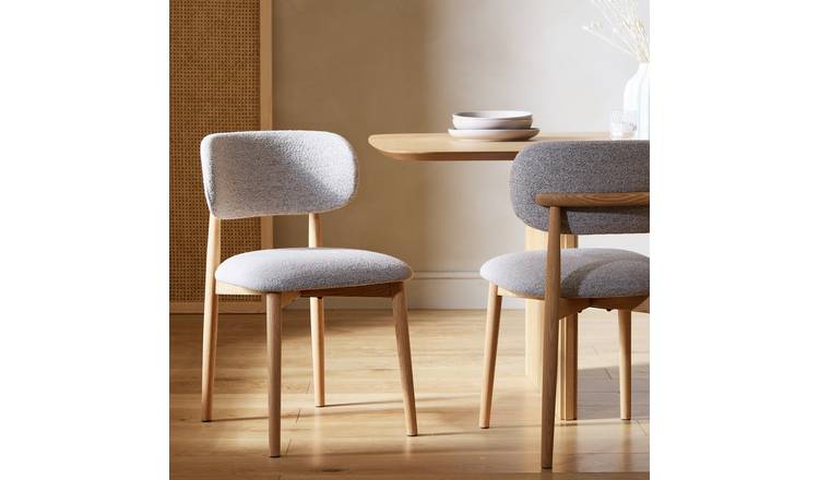 Habitat Arona Pair of Fabric Dining Chairs - Natural