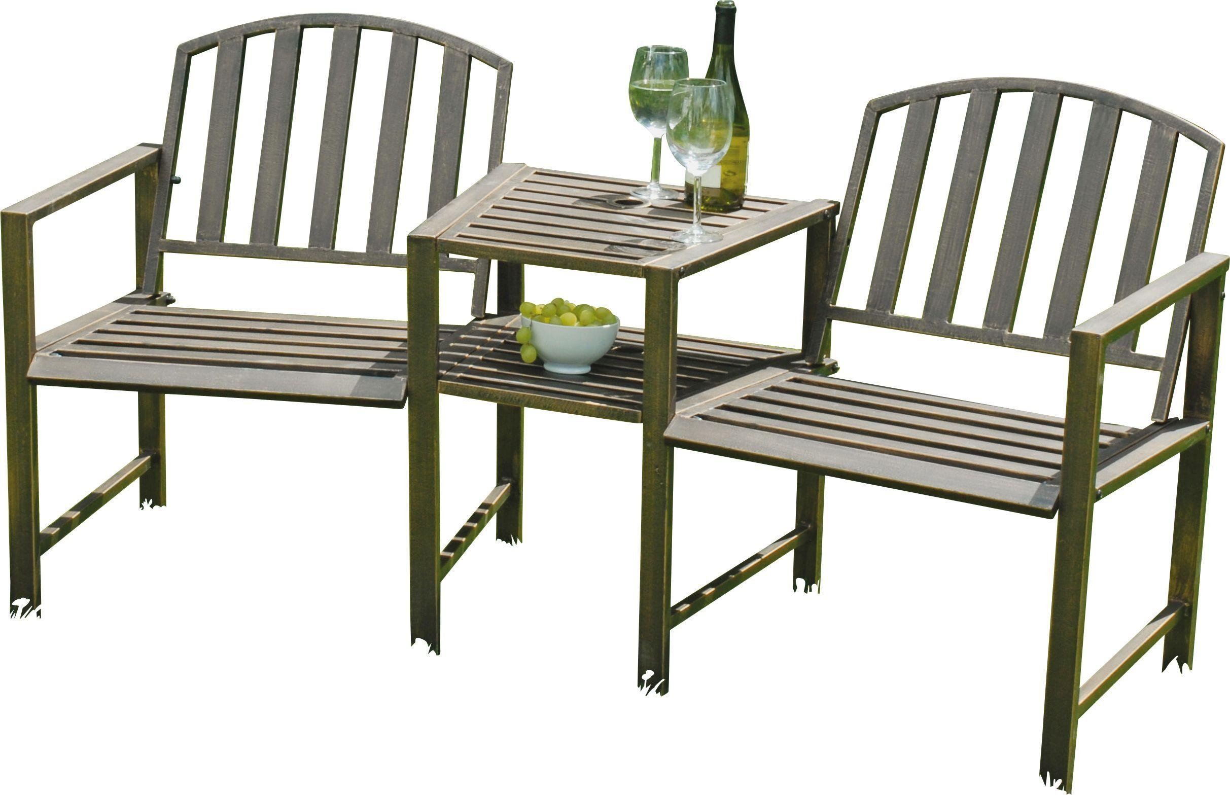 Duo 2 Seater Metal Garden Bench and Table Set