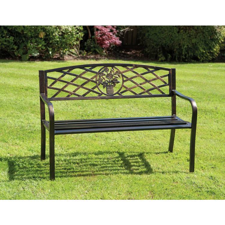 Greenhurst 2 Seater Garden Bench with Cast Iron Back Rest 0