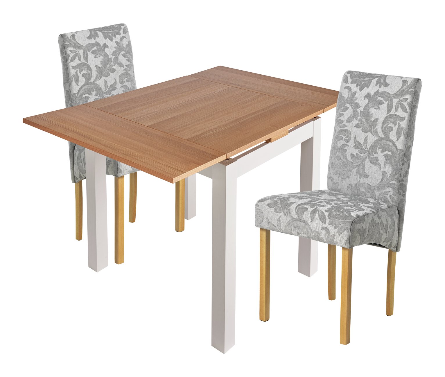 Argos Home Clifton Extendable Table & 2 Chairs Grey Damask