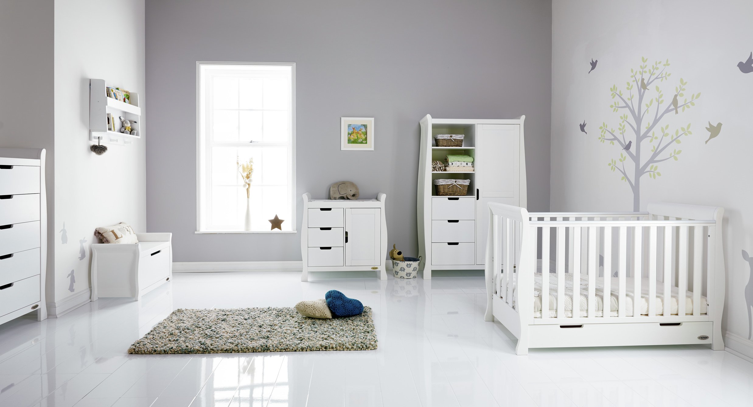 Obaby Stamford Mini Sleigh 5 Piece Room Set - White