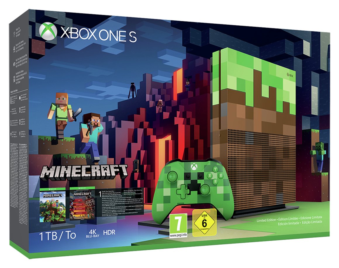 Xbox One S 1TB Limited Edition Minecraft Console Bundle