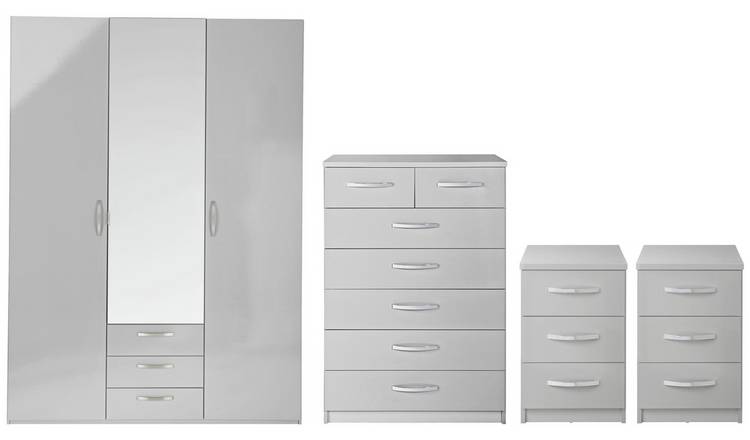 Buy Argos Home Hallingford Gloss 4 Piece Wardrobe Set Grey Bedroom Furniture Sets Argos