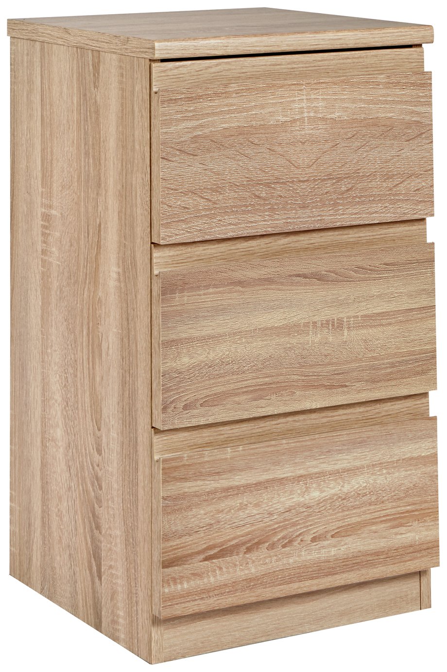 Avenue 3 Drawer Bedside Table - Brown Oak Effect