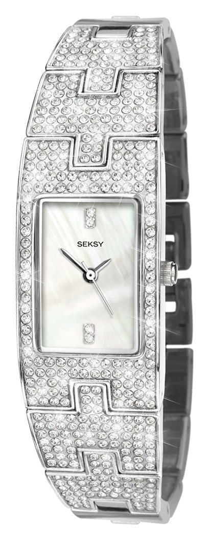 Seksy Ladies Stainless Steel Crystal Strap Watch