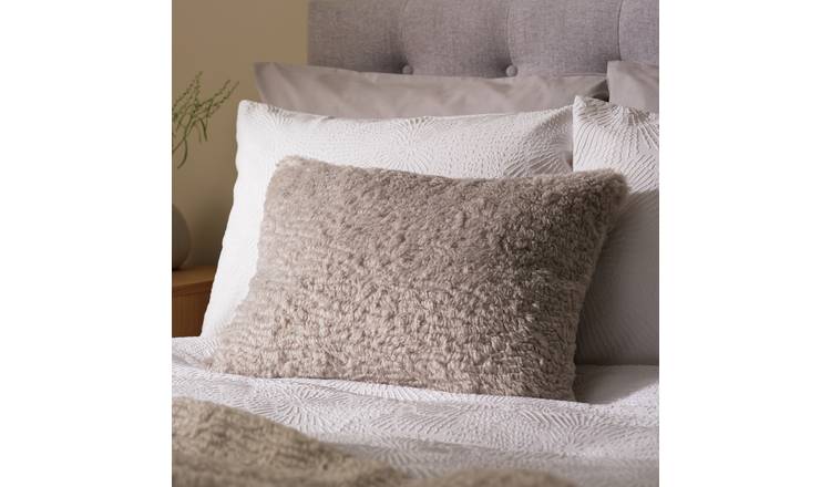 Habitat Faux Shearling Cushion - Grey - 55x40cm