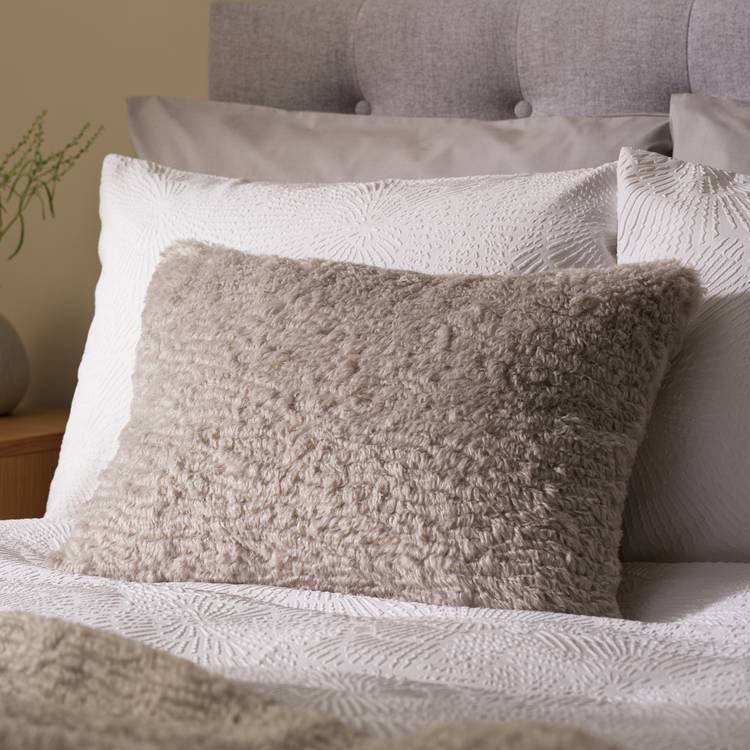 Habitat Faux Shearling Cushion - Grey - 55x40cm 0