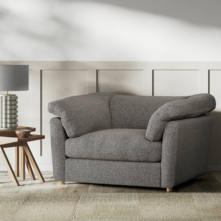 Habitat Wynn Fabric Cuddle Chair - Charcoal - Ash Leg 0