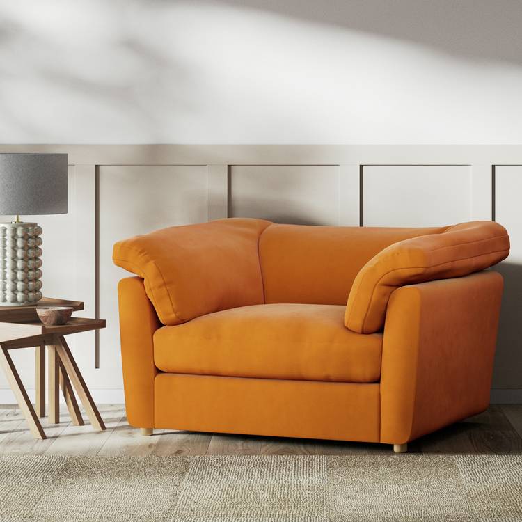 Habitat Wynn Fabric Cuddle Chair - Orange - Ash Leg 0