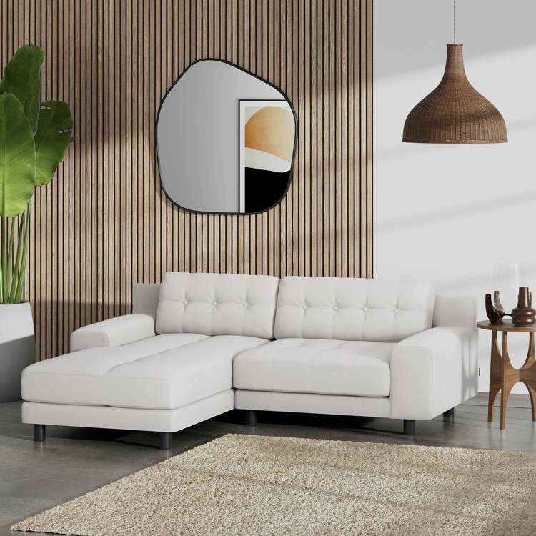 Habitat Hendricks Left Hand Corner Sofa - Natural -Black Leg 0