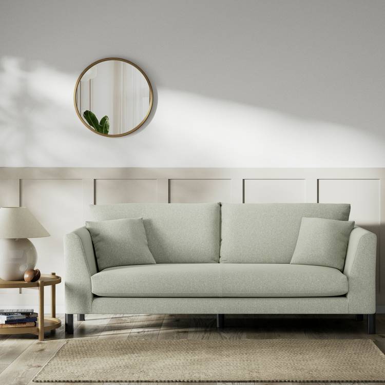 Habitat Aston Fabric 3 Seater Sofa - Sage Green - Black Leg 0