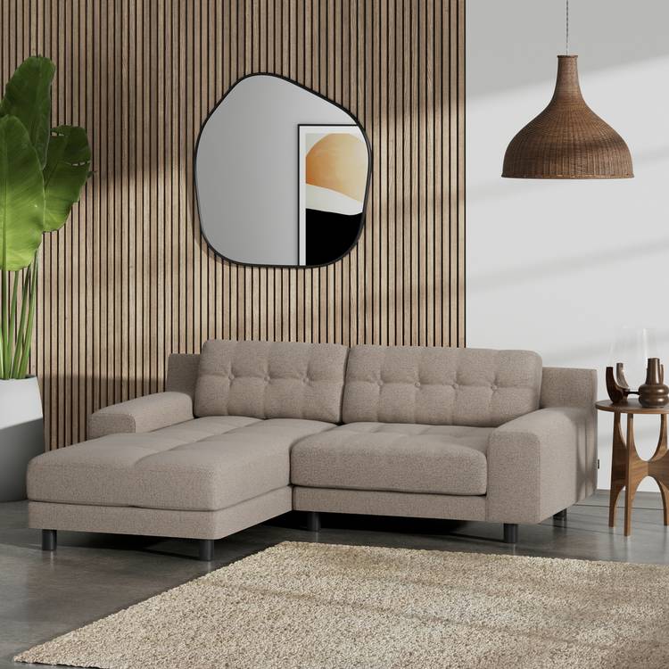 Habitat Hendricks Left Hand Corner Sofa - Mocha - Black Leg 0
