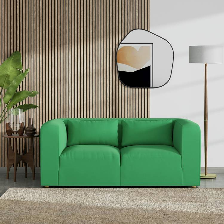 Habitat Lars Fabric 2 Seater Sofa - Emerald Green - Ash Leg 0