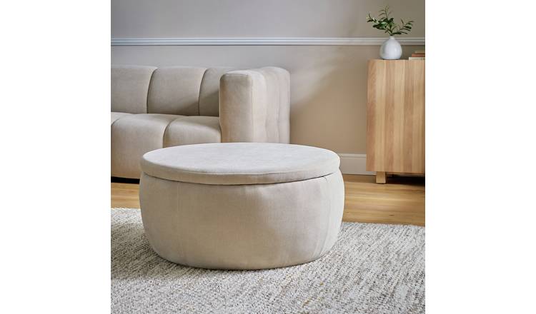 Argos Home Joey Large Fabric Ottoman - Natural