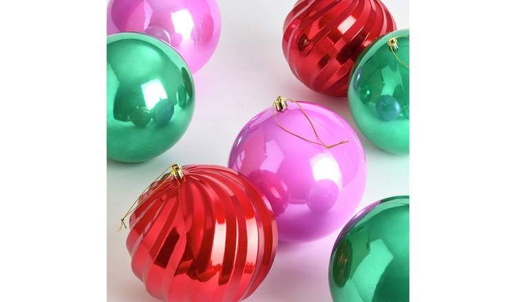 Habitat Pack of 9 Shatterproof Christmas Baubles-Multicolour