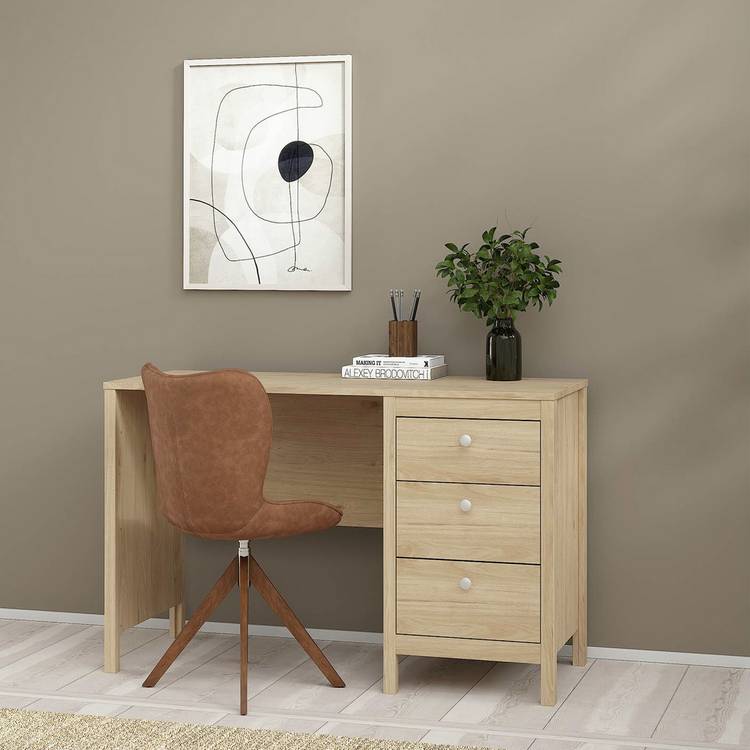Tvilum Madrid 3 Drawer Office Desk - Oak 0