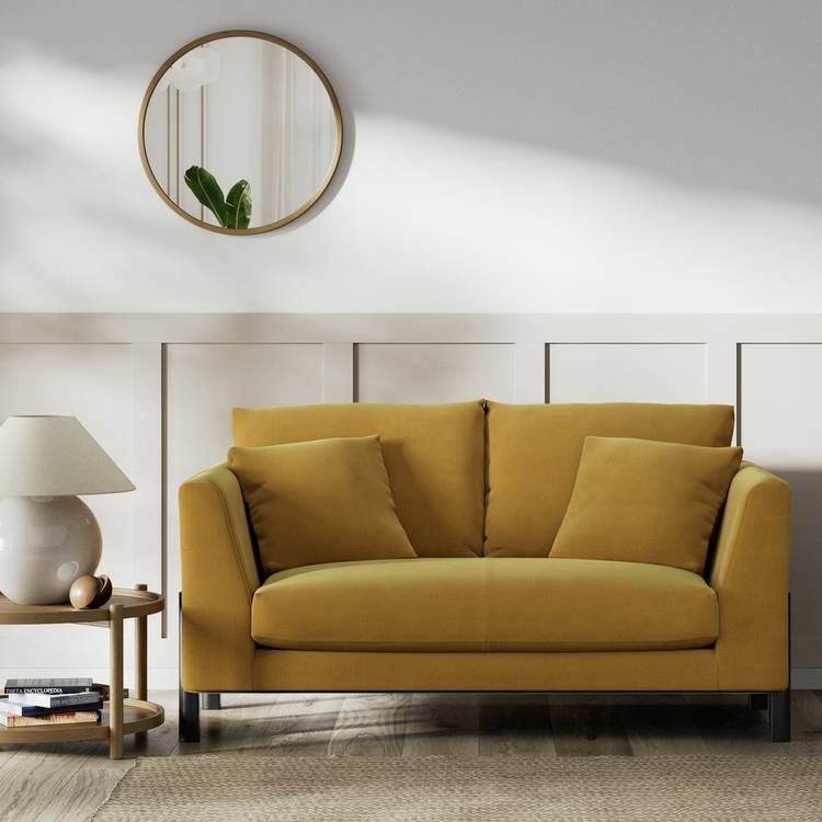 Habitat Aston Fabric 2 Seater Sofa - Gold - Black Leg 0