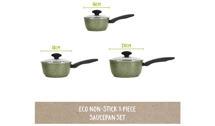 Prestige Eco 3 Piece Saucepan Set - Green